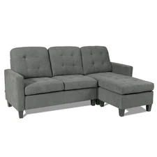 Costway L-shaped Convertible Sectional Sofa Couch with Reversible Chaise Grey