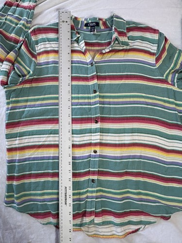 Camicia Chaps denim a righe con bottoni donna XL manica lunga colletto colorata casual - Foto 6 di 7