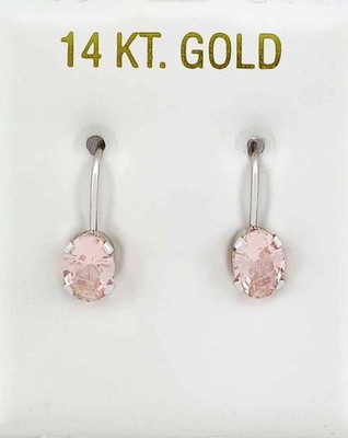 ECHTER 2,10 kt MORGANIT OHRHÄNGER 14 K WEISSGOLD - kostenloses Zertifikat - Neu mit Etikett