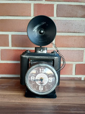 Standuhr Tischuhr Kamera Vintage Style Kaminuhr Tischuhr Metall Höhe ca 32cm