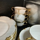 Vtg Hutschenreuther Bavaria 9 Tea cup,saucers, 8 Plates w/monogram F.    58d — photo 3