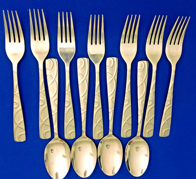 Conquest Cambridge Stainless 7 Dinner Forks 8.25 inch 4 Oval Soup spoons Nice