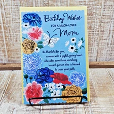Dayspring Birthday Greeting Card 5x7 Mom Blue Floral Wishes Religious