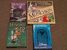 Munchkin Disney, Nightmare, OZ,  and Deluxe lot Board Card Game. extra cards
