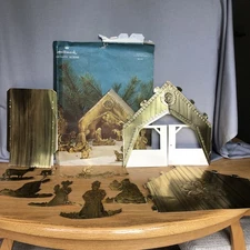 Vintage Hallmark Nativity Manger Scene In Gold 1950s 1960s Paper - Rare