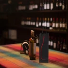 Felt Wine Bottle Tote 15.35in Reusable w Rope Handle, Wine & Beer Bottles 12pcs photo 5