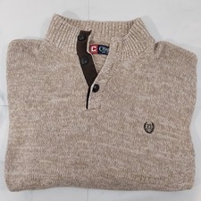 70741 Vintage Chaps Ralph Lauren Sweater Men XL Heather Brown Elbow Patches