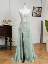Beaded Evening Dresses Strapless Sweetheart Collar Sequins Mermaid Dress Lace-up