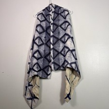 NWT Soft surroundings Womens ruana poncho wrap Sz L/XL Boho Beach Coverup Blue