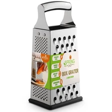 Professional Large Parmesan Cheese Grater, Stainless Steel Metal Box Grater w...