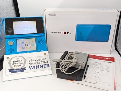 B1431 Nintendo 3DS console Light Blue Japan w/box memory 2GB manual AR card fx