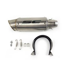 SC Slip-on 51mm 2" Universal Motorcycle Exhaust Muffler Pipe Tail Tips Silver