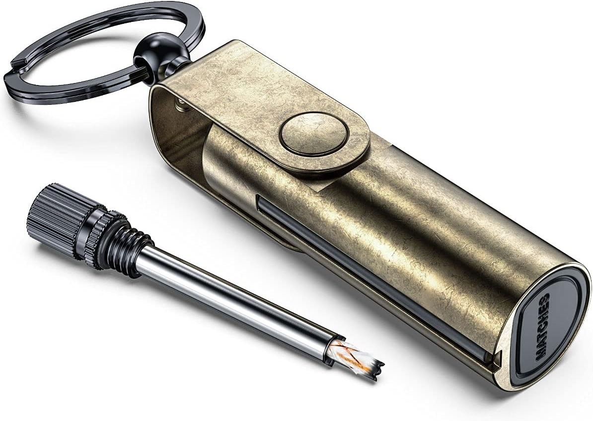 Waterproof Permanent Match Trench Survival Fire Starter Keychain Lighter
