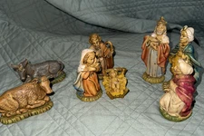NOS Vintage Nativity Figurine Christmas Manger Scene 8 Piece Set Italy 4" Tall