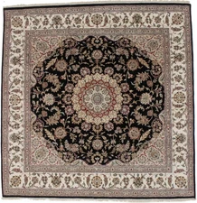 Hand-Knotted Indo-Nain Square Rug Classic Floral Oriental Decor Carpet 8X8 ft