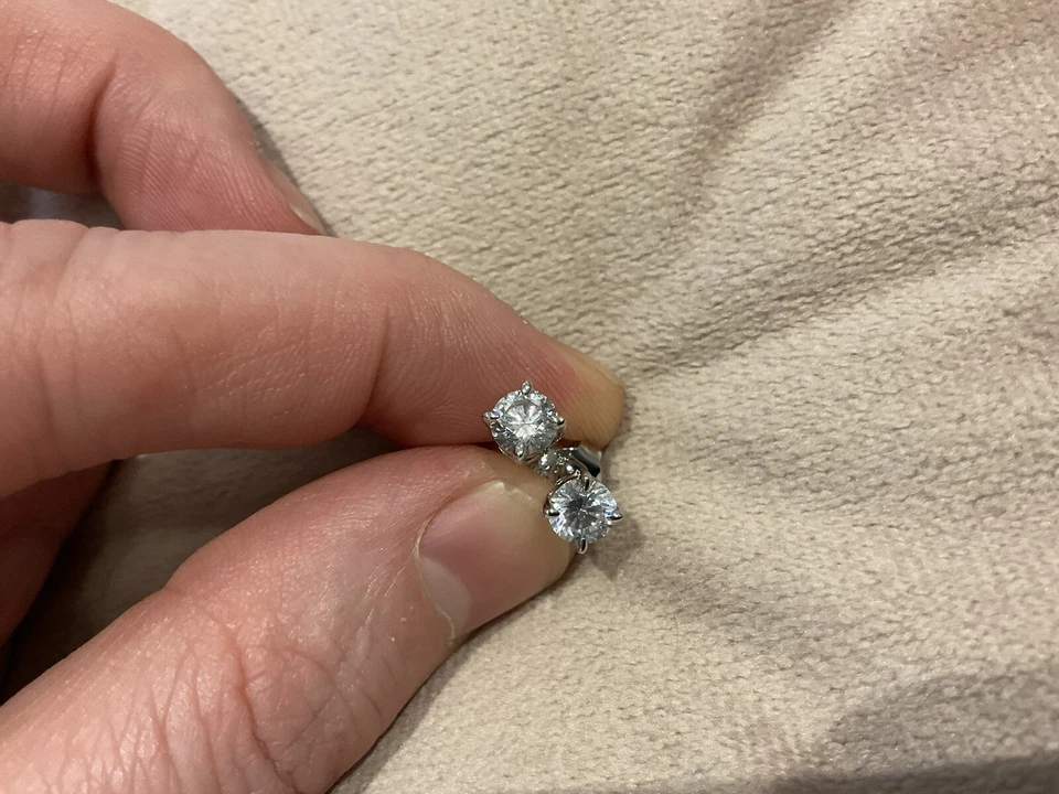 0.50CTW Round Cut Lab Grown Diamond 14k White Gold Solitaire Stud Earrings - Image 3 of 4