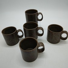 5 x Surrey Ceramic Brown Floral Patterned 601 Tea/Coffee Mug 3"