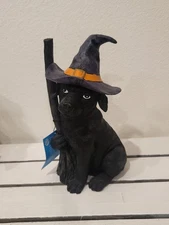 Tj Maxx Halloween Humane Society Spooky Black Lab Dog with Witch Hat and Broom