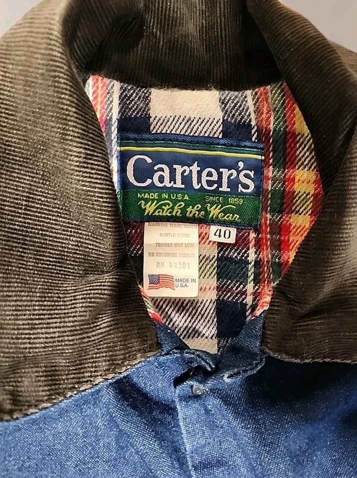 Abrigo de Colección Carters Para Hombres - Borde Azul Denim Tareas - Manta a Cuadros Forrada - TALLA 40 Foto 4 de 4