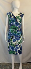 Lauren Ralph Lauren Dress 8 Floral Blue Green Ruched