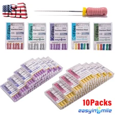 10pks Dental Endo K Files EASYINSMILE Stainless Steel Root Canal Hand Files 25MM