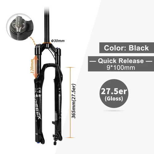 Horquilla de suspensión neumática para bicicleta de montaña de 27,5/29 pulgadas QR eje pasante horquillas delanteras de 9*100 mm - Imagen 7 de 26
