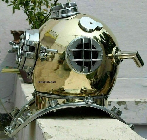 Casco subacqueo 18" acciaio e ferro finitura antica SCA U.S Navy Mark Maritime - Foto 2 di 4