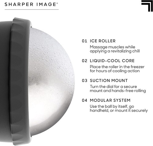 Sharper Image Eistherapie Massageball mit Saug-Wandhalterung, flüssigkeitsgekühlter Kern - Bild 5 von 9