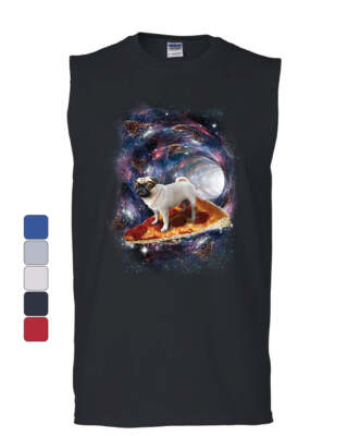 Pug Space Pizza Surfer Muscle Shirt Weird Goggles Galaxy Dog Lovers Sleeveless
