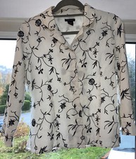 Anne Carson Womens White Floral Embroided Light Lined Jacket Coat Size M