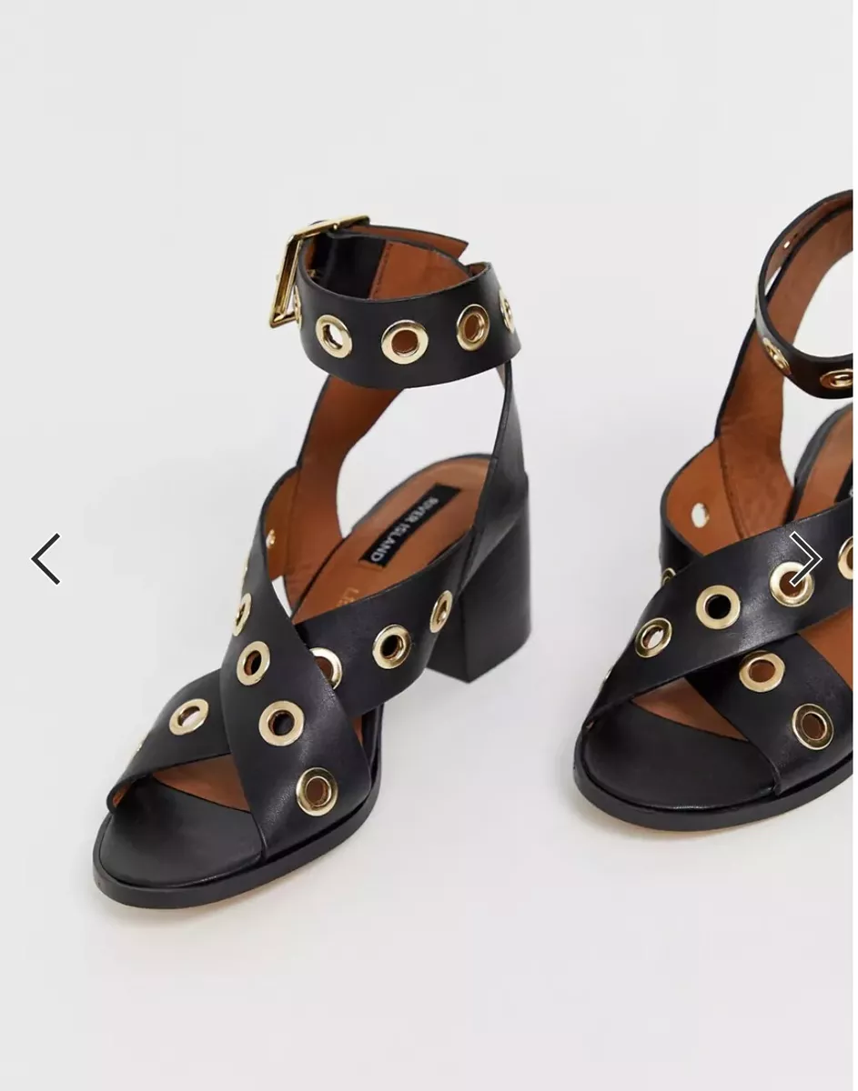 ASOS River Island heeled sandals with eyelet detail in black eBay