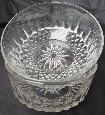Set Of 2 Arcoroc Usa Glass Bowls W Clear Starburst Diamond Pattern 4 75 Ebay