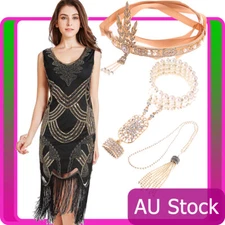 Deluxe Ladies 20s 1920s Roaring Flapper Costume Sequin Gatsby 20's Fancy Dress