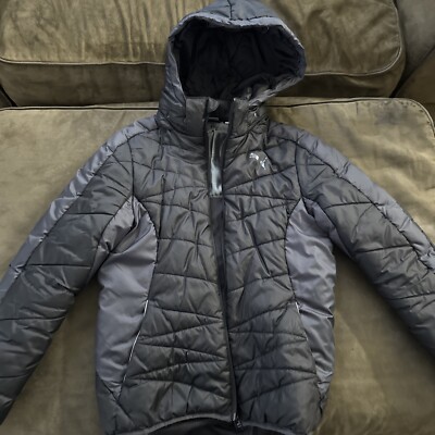 Puma Boy's Grey/Black Puffer Jacket Size Large Youth