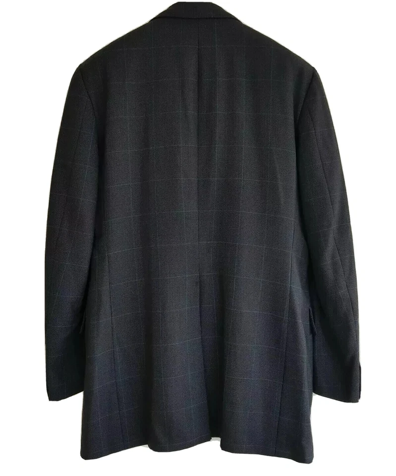 MAURIZIO OF FIFTH AVENUE MENS GREY CHECKED 2-BUTTON FRONT WOOL BLAZER-SIZE 46R. - Image 2 of 4