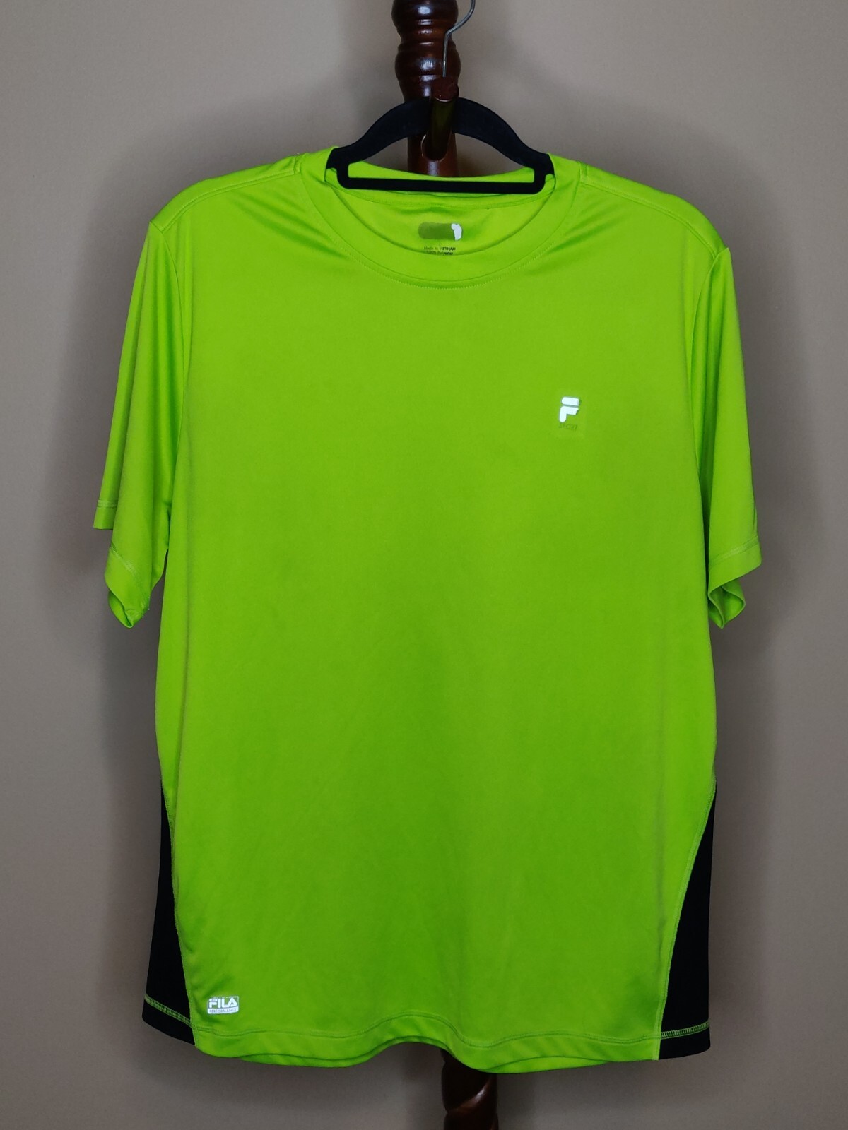 Top Fila Sport uomo L activewear verde e nero girocollo manica corta