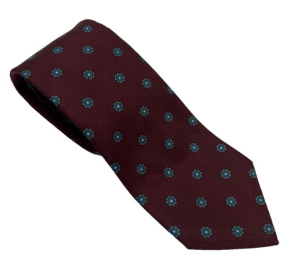 BRIXTON, LTD. Men's Tie Made by Hand 100% Silk Printed in Italy 56'' Red w/Daisy