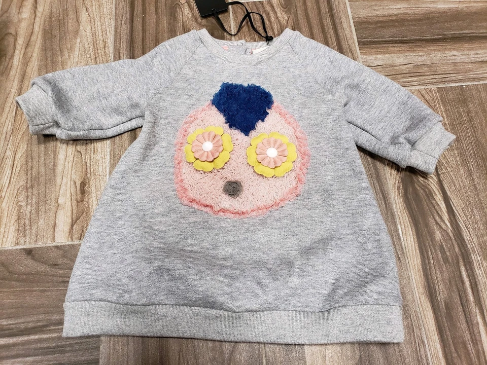 NWT NEW Fendi Baby Girls gray heather sparkle dress chiffon monster 3m - Image 3 of 3