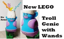 LEGO Troll GENIE Mod Wands in Hair Chamber Blue Skin No Arms Green Smoke Tail