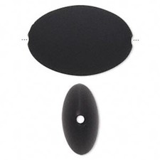 30 Matte Black Rubberized Coating Acrylic 28x19mm Oval Beads with 2mm Hole 