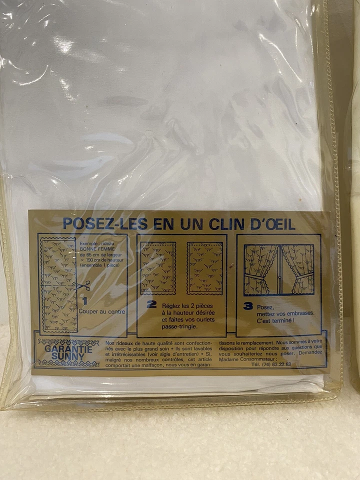 Ancien Voilage Rideaux Bonne-Femme Blanc Avec Embrasse Fabrique En France - Photo 3/3