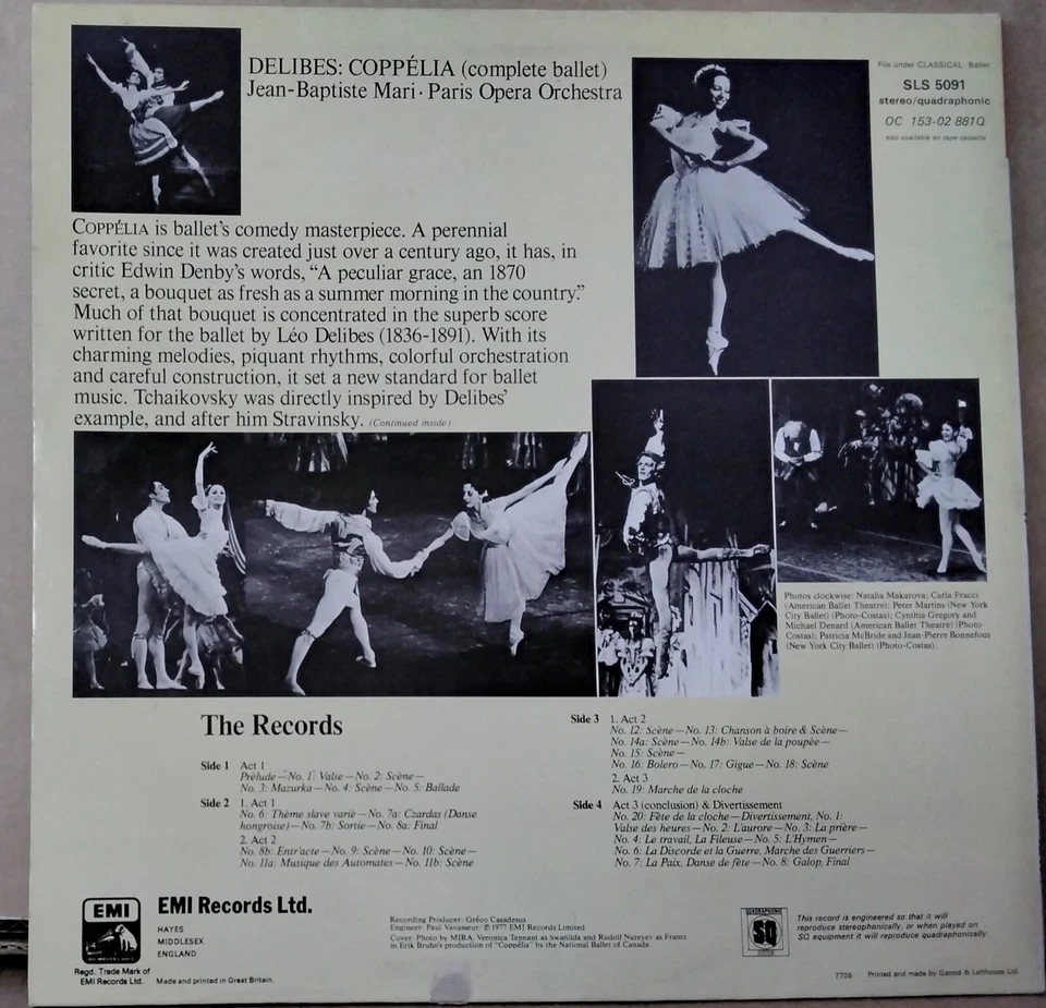 HMV SLS 5091 (ASD 3386/7) UK DELIBES - COPPELIA JEAN-BAPTISTE MARI QUADRA 2LP'S - Image 2 of 4