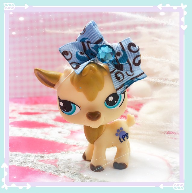 Authentic Littlest Pet Shop Hasbro LPS GOAT 1316 Tan Blue Eyes