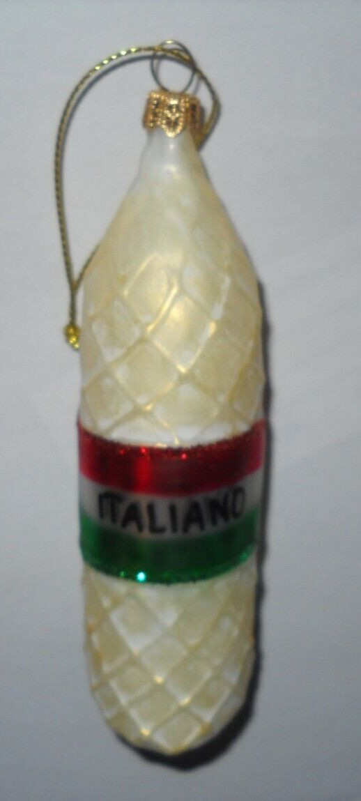 Italian Salami ITALIANO SALAME Polish Mouth Blown Glass Christmas Ornament MINT