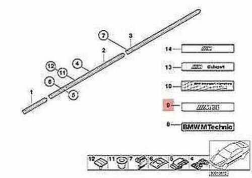 OEM BMW E36 Cabrio Coupe M3 Tür Zierleisten Emblem Logo 2251381 