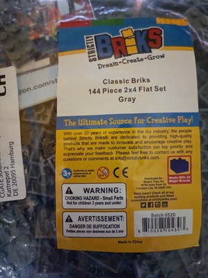 Strictly Briks Classic Bricks 144 Stück 2x4 grau Baustein kreatives Spielen