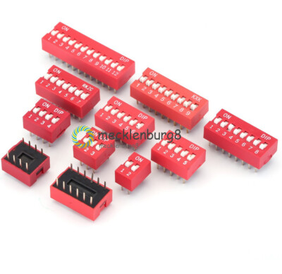 10Stk 2.54mm Red Pitch Slide Type DIP Switch 1-Bit 2-Bit 3-Bit 4-Bit 5-Bit 6-Bit