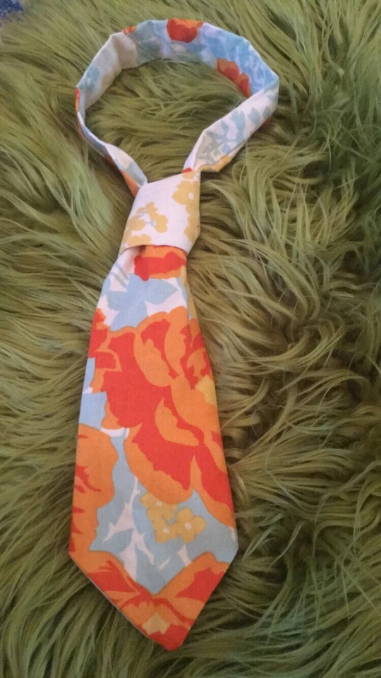 Boys Neck Tie Photo Prop Small Shop Adjustable Size 2-6 Years Old Orange Floral - Image 2 of 2
