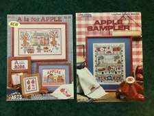 Lot of 2 Apple Sampler Cross Stitch Craft Books Leisure Arts Graph It Arts GOOD