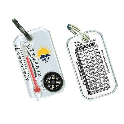 Easy-to-Read Outdoor Thermometer and Compass Zipperpull Compass /& Thermometer Sun Company LumaGage